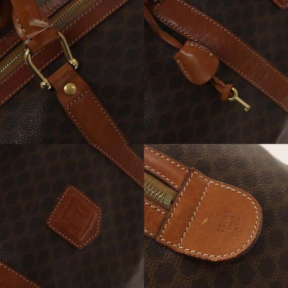 CELINE Macadam Canvas Boston Bag Pvc Brown Gold - Picture 11 of 13